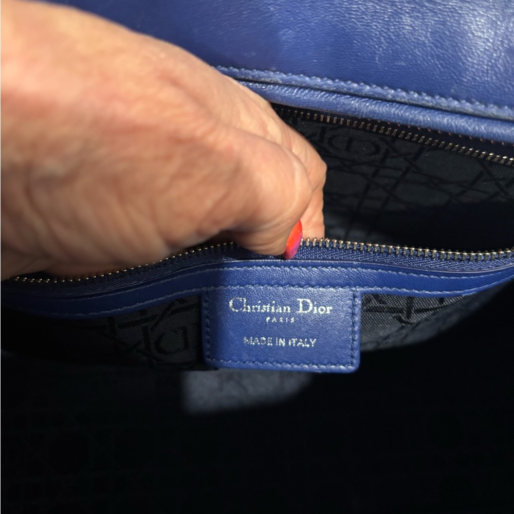 LADY DIOR CANNAGE Blue Quilted Handbag/crossbody/shoulder Lambskin - Picture 9 of 13